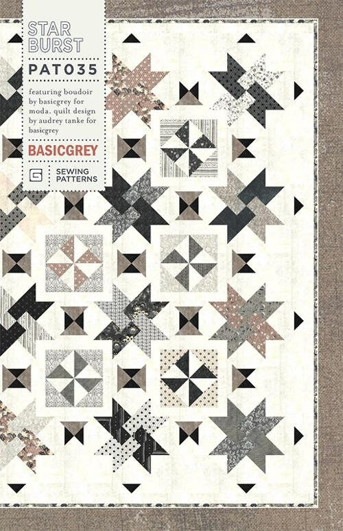 Star Burst Quilt Pattern - BasicGrey PAT035, Modern Star Quilt Pattern, Fat Eighth Friendly Star Quilt Pattern, Modern Star Quilt Pattern