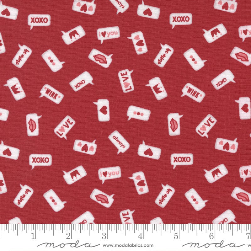 XOXO Charm Pack - Moda 24140PP, 42 5" Squares, Valentine's Day Charm Pack, Valentine Themed Charm Pack, Valentine's Fabric