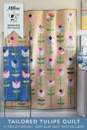 Tailored Tulips Quilt Pattern in Two Sizes - Melissa Mortenson PDC4588, Layer Cake and Fat Quarter Friendly Tulips Quilt Pattern