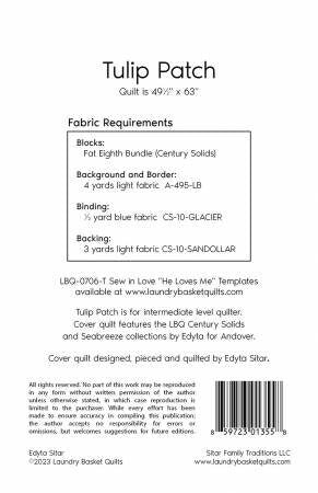 Tulip Patch Quilt Pattern - Laundry Basket Quilts LBQ-1355-P, Fat Eighth Friendly Tulip Quilt Pattern, Flowers Quilt Pattern