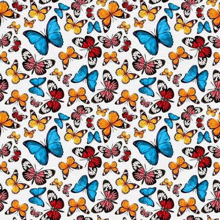118" Tropicana Butterflies Wide Quilt Backing Fabric - Paintbrush Studio 183-24356, Butterfly Themed Wide Quilt Backing Fabric By the Yard