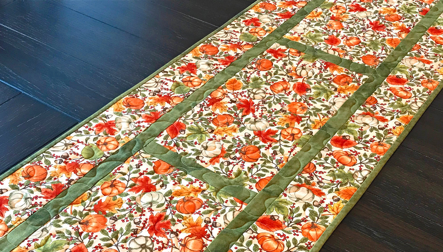 Fall Pumpkins Table Runner - Handmade Quilts, Digital Patterns, and Home Décor items online - Cuddle Cat Quiltworks