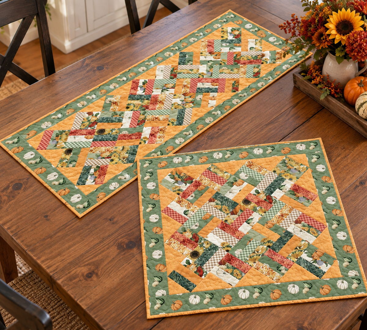 Braided Squares Table Runner & Topper Pattern - Printed Version