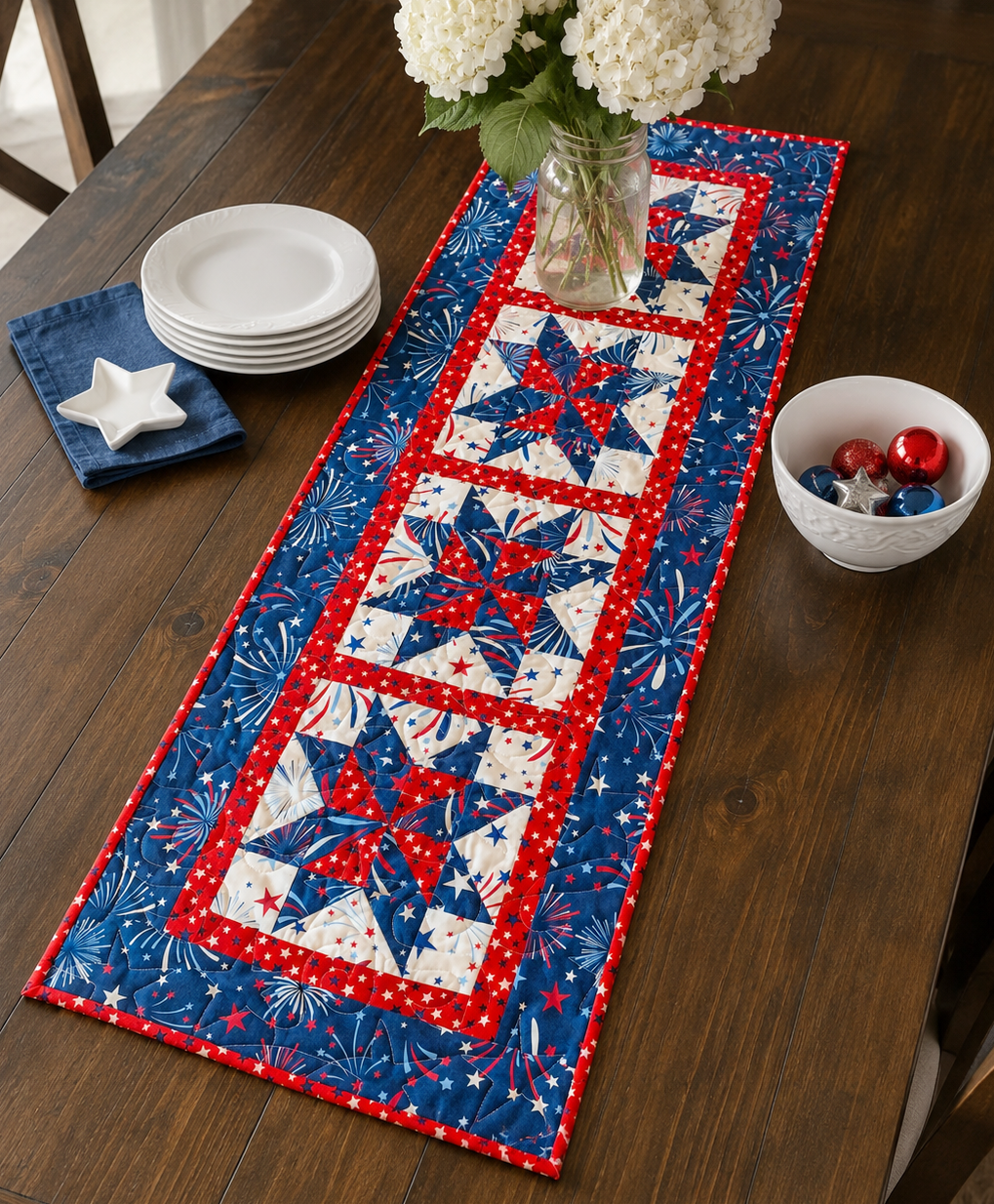 Pinwheel Stars Table Runner Pattern - Printed Version