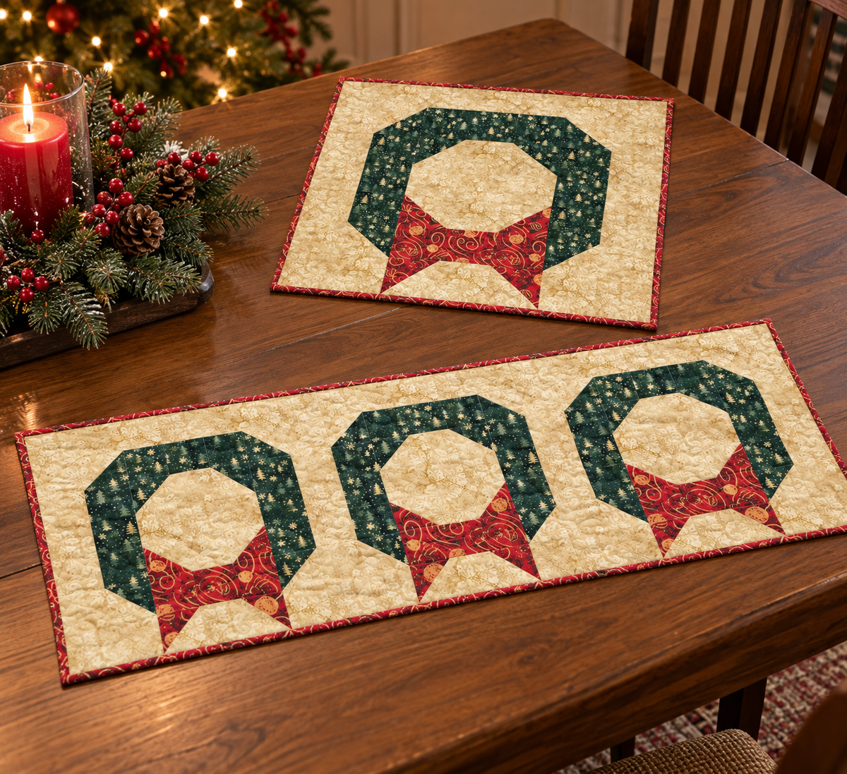 Christmas Wreath Table Runner & Topper Pattern - Digital Version