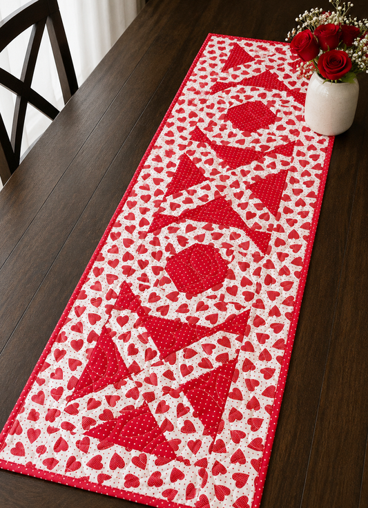 Hugs & Kisses Valentine Table Runner Pattern - Printed Version