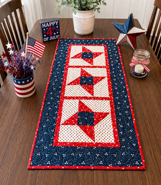 Patriotic Friendship Star Table Runner Pattern - Printed Version