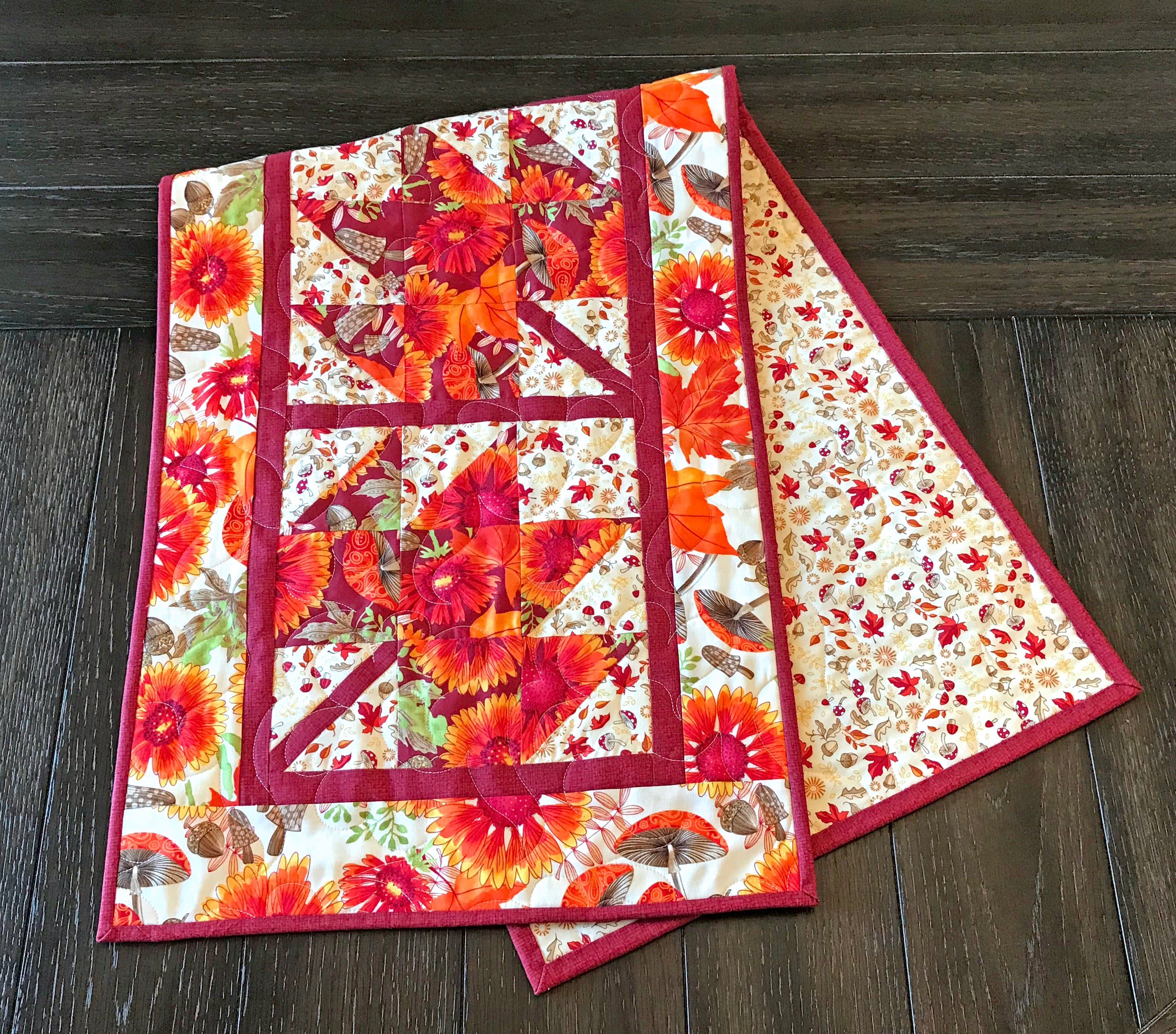 Fall Leaves Table Runner Pattern - Digital Version – Cuddle Cat Quiltworks