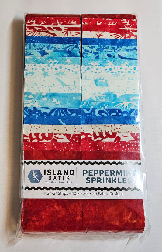 Island Batik Peppermint Sprinkles Strip Pack - 40  2 1/2" Pre Cut Fabric Strips