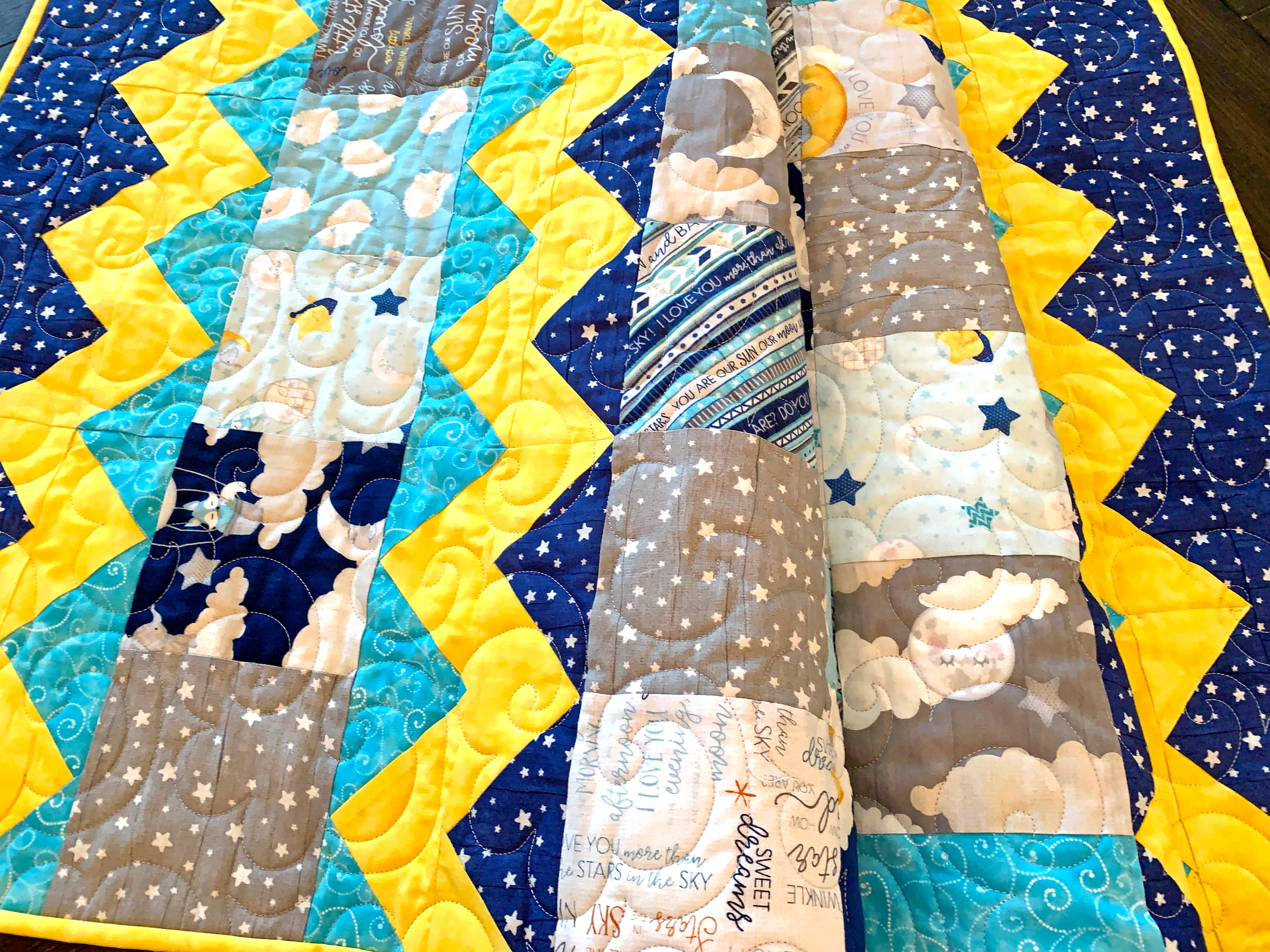 Turquoise & selling Yellow Baby Quilt 34