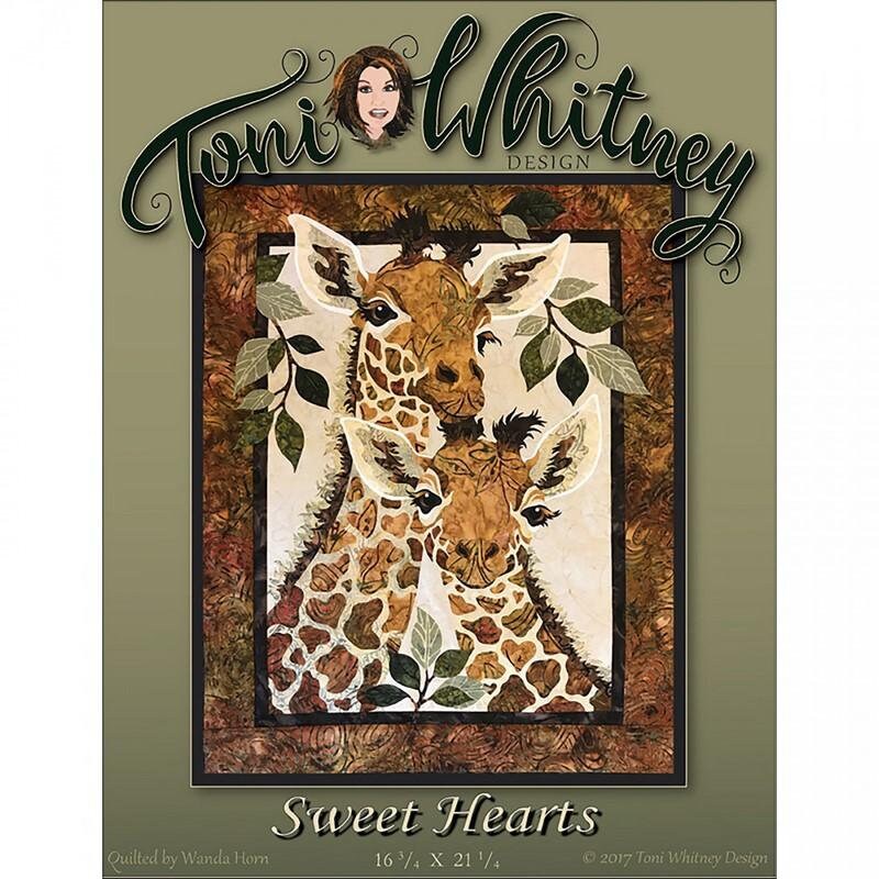 Sweet Hearts Giraffe Art Quilt Pattern by Toni Whitney Design SH032, Raw Edge Fusible Applique Art Quilt Pattern, Giraffe Art Quilt Pattern