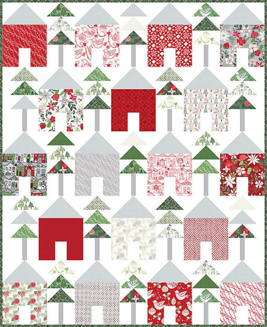 Chalet Quilt Pattern - Kate Spain KS1605, Houses Quilt Pattern - Layer Cake Friendly Quilt Pattern