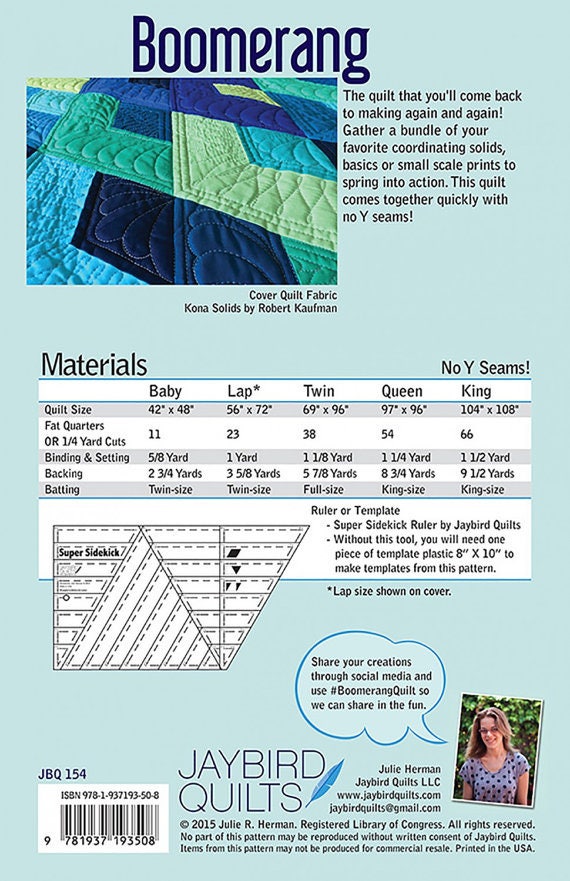 Boomerang Quilt Pattern - Jaybird Quilts JBQ-154