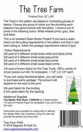 The Tree Farm Quilt Pattern - Saginaw St Quilts SSQ459, Tree Quilt Pattern - Christmas Tree Quilt Pattern - Spider Web Ruler Quilt Pattern