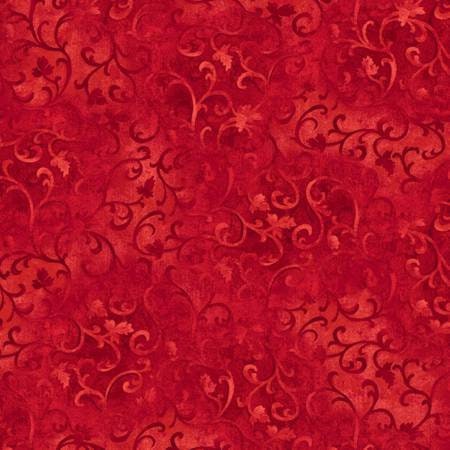 Red Scroll Fabric Wilmington Essentials - 48" REMNANT CUT 89025-333, Red Blender Fabric, Red Tonal Fabric, Red Scroll Christmas Fabric