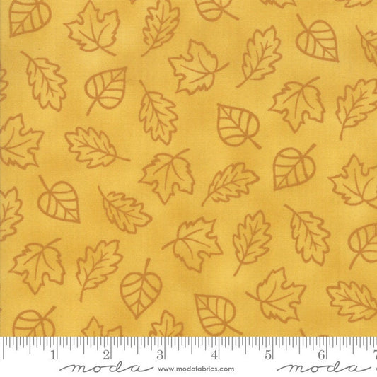 Thankful Harvest Gold Fabric - Deb Strain for Moda 19903-12, Gold Leaves Fabric - Gold Fall Fabric - Autumn Fabric By the Yard