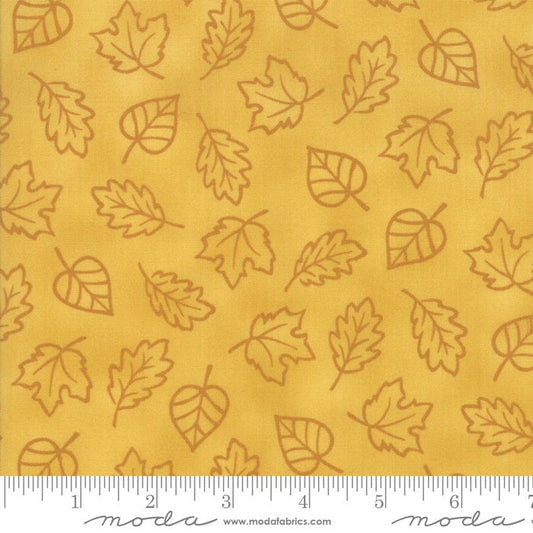 Thankful Harvest Gold Fabric - 32" REMNANT CUT - Deb Strain for Moda 19903-12, Gold Leaves Fabric - Gold Fall Fabric - Autumn Fabric