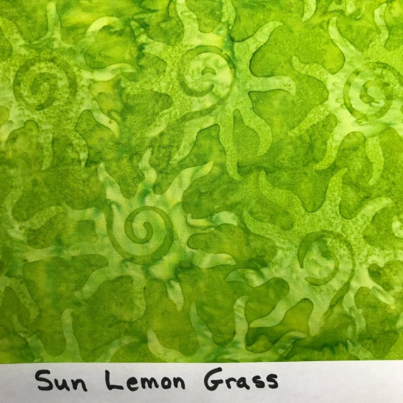 Island Batik Sun Lemon Grass Batik Fabric - Island Batik 121925616 - Lemon Grass Lime Green Batik Blender Fabric - By the Yard