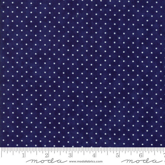 Moda Essential Dots Liberty Blue Fabric 8654 39 - 30" REMNANT CUT, Blue Cotton Quilting Fabric, Blue with white Dots Blender Fabric