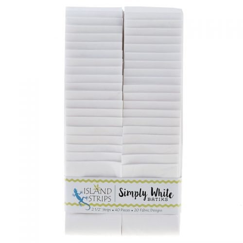 Island Batik Simply White Strip Pack - 40 2 1/2" Pre Cut Fabric Strips