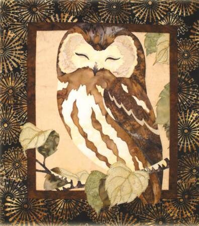Whoo's the Cutest Owl Art Quilt Pattern by Toni Whitney Design WTC005TW, Raw Edge Fusible Applique Art Quilt Pattern, Owl Applique Pattern