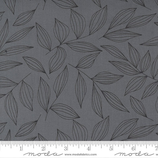 Create Leaves Graphite Gray Blender Fabric - 22" REMNANT CUT - Moda 11522-24, Gray Leaves Fabric, Gray Tonal Blender Fabric