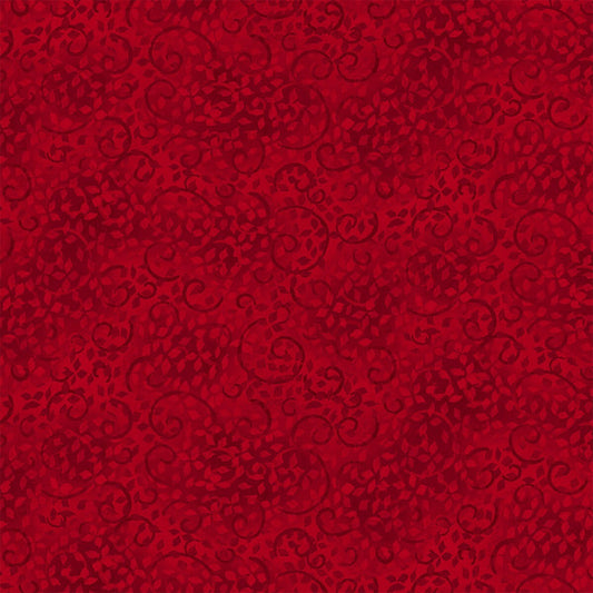 Ruby Slippers Red Scroll Fabric - 17" REMNANT CUT - Wilmington Essentials Wilmington Prints 26035-333, Dark Red Blender Fabric