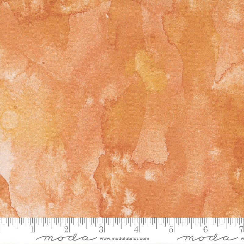 Chickadee Persimmon Flow Blender Fabric Moda 8433-55, Orange Watercolor Blender Fabric, By the Yard