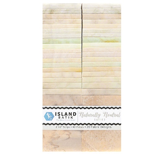 Island Batik Naturally Neutral Strip Pack - 40 2 1/2" Pre Cut Fabric Strips