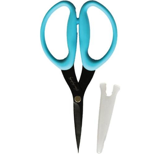 Perfect Scissors by Karen Kay Buckley KKBPSM - 6 inch Medium Blue, Micro Serrated Blade, Right or Left Hand Sewing Scissors