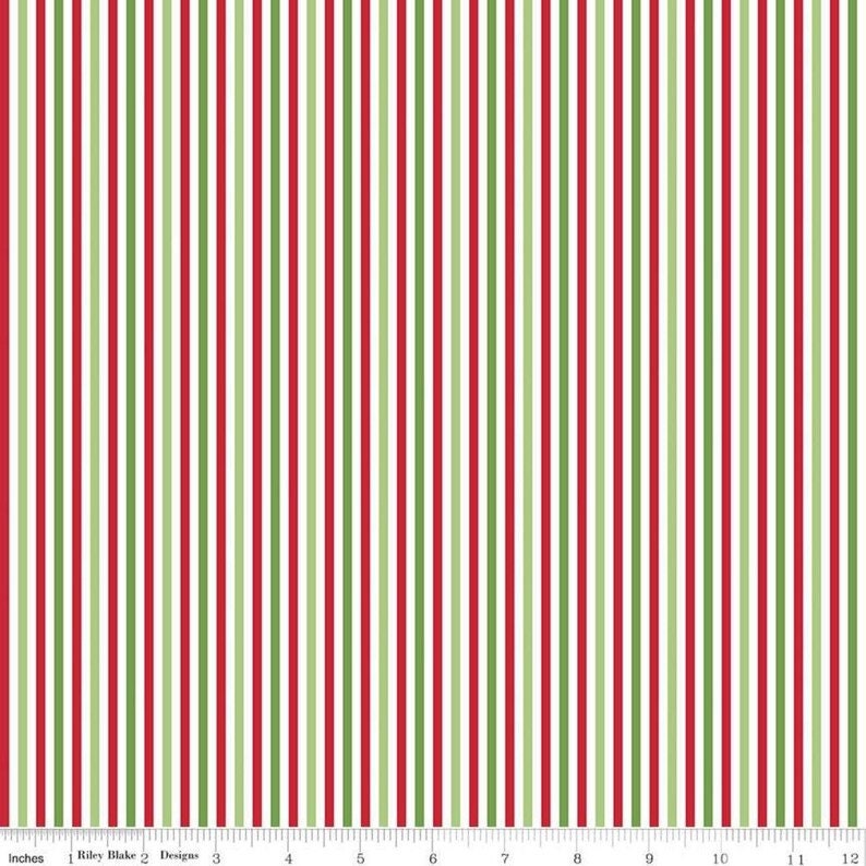 Christmas 1/8" Stripe Fabric - 34" REMNANT CUT - Riley Blake Designs C495R-CHRIST
