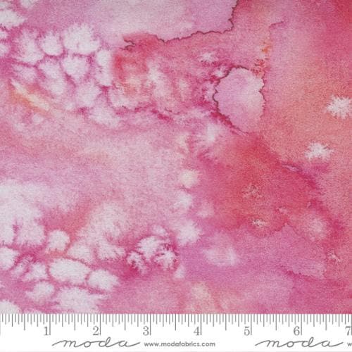 108" Flow Pink Wide Quilt Backing Fabric - 49" REMNANT CUT - Moda 108004-11, Pink Marbled Quilt Backing Fabric, Pink Watercolor Wide Backing