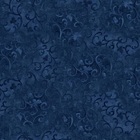 True Navy Scroll Fabric - Wilmington Prints Essential Basics 89025-494, Dark Blue Blender Fabric, Navy Blue Blender Fabric by the Yard