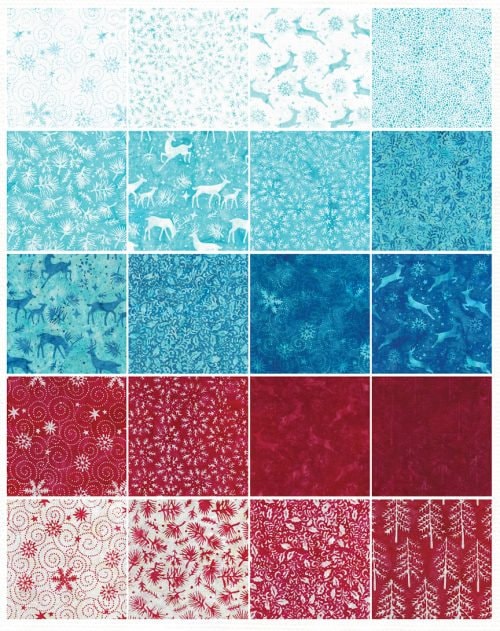 Island Batik Peppermint Sprinkles Strip Pack - 40 2 1/2" Pre Cut Fabric Strips, Red and Blue Christmas Batik Strip Pack, Red & Blue Batiks