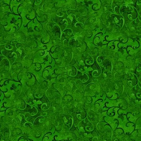 Holly Green Scroll Fabric - 21" REMNANT CUT - Wilmington Prints 89025-777, Green Blender Fabric, Green Tonal Fabric, Green Christmas Fabric