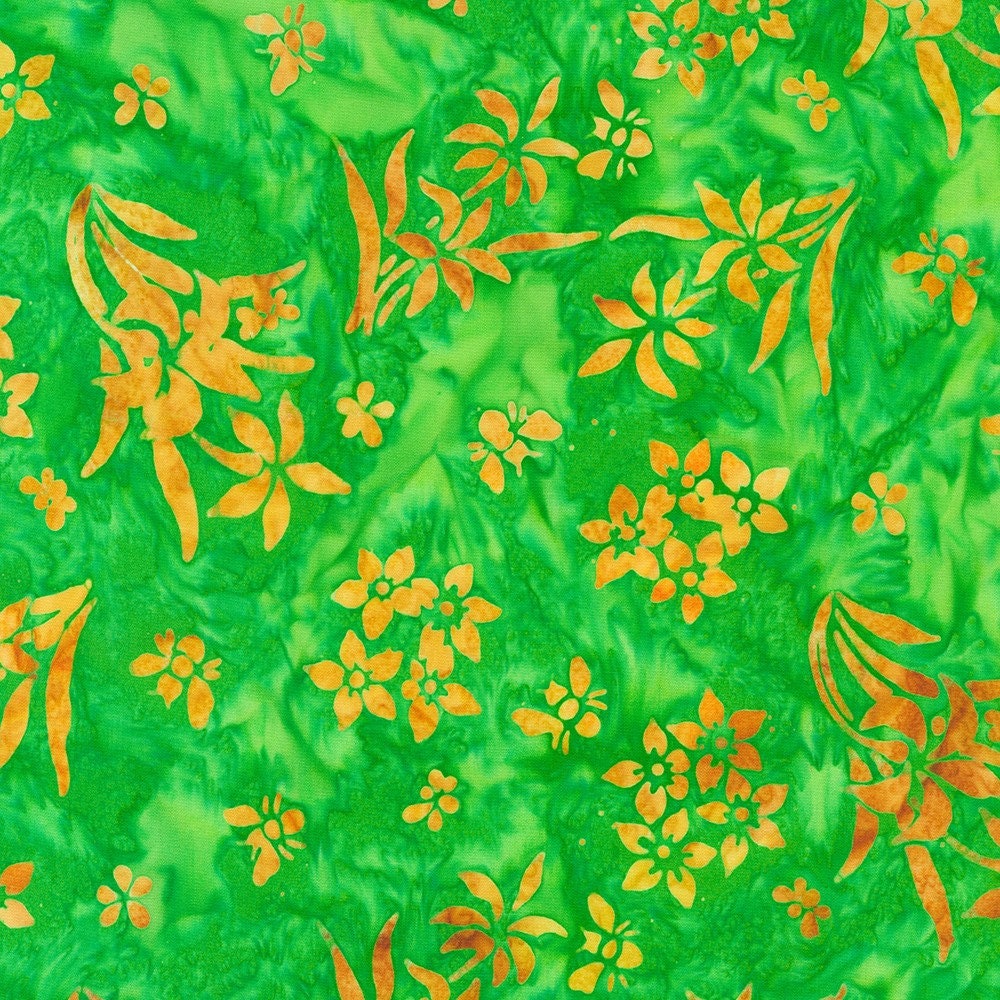 Bees and Flowers Batik 5" Squares Charm Pack - Robert Kaufman Fabrics CHS-1199-42, Yellow and Green Batik Charm Pack
