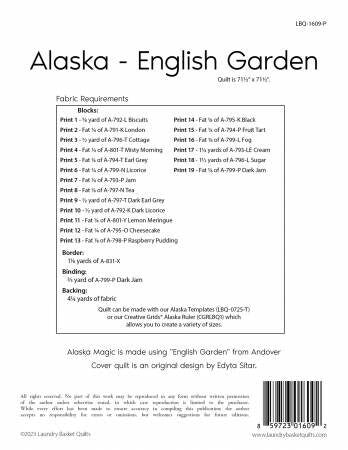 Alaska English Garden Quilt Pattern - Laundry Basket Quilts LBQ-1609-P, Star Quilt Pattern, Fat Quarter and Fat Eighth Friendly