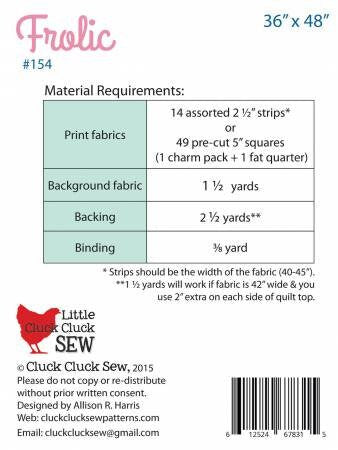 Frolic Quilt Pattern - Cluck Cluck Sew CCS154, Charm Square and Strip Friendly Quilt Pattern