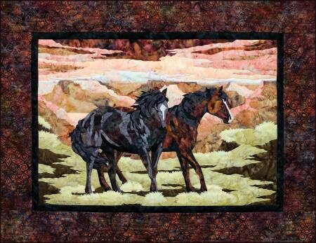 Wild Horse Canyon Quilt Pattern by Toni Whitney 3002TW, Raw Edge Applique Horses Quilt Pattern, Horse Art Quilt Pattern