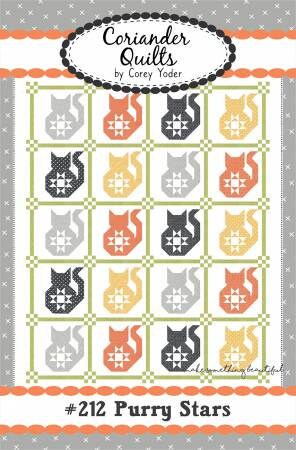 Purry Stars Quilt Pattern - Coriander Quilts CQP212, Cat Quilt Pattern - Cat Lover Quilt Pattern, Cat Throw Quilt Pattern