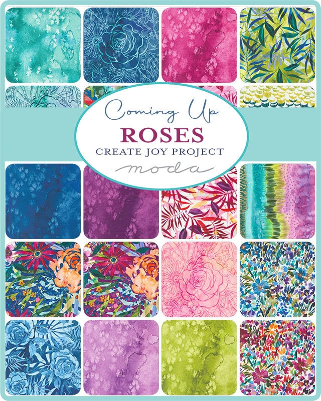 Coming up Roses Charm Pack - Moda 39780PP, Watercolor Floral Charm Pack, Roses Themed Watercolor Floral Charm Pack by Create Joy Project