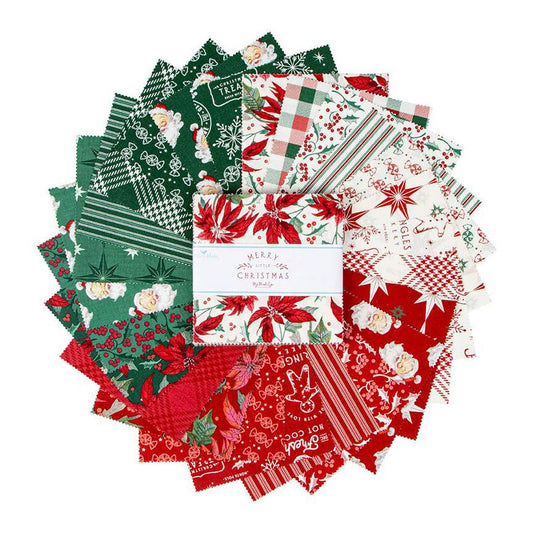 Merry Little Christmas 5" Stacker Charm Pack - Riley Blake Designs 5-14840-42, Christmas Charm Pack, Christmas Pre-Cuts, Christmas Fabric
