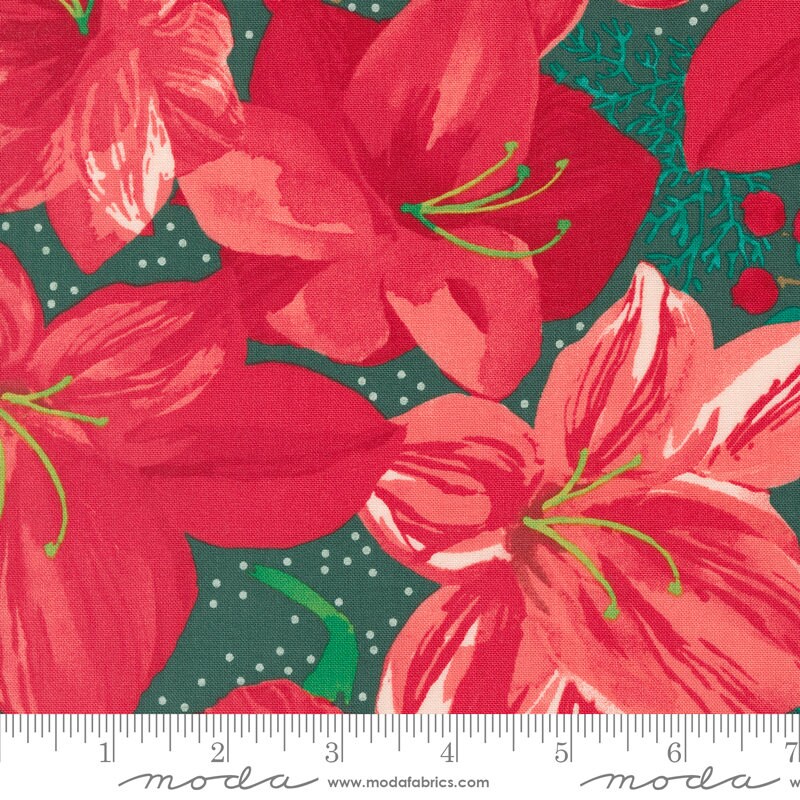 Winterly Layer Cake - Robin Pickens for Moda 48760LC, 42 - 10" Fabric Squares, Christmas Themed Fabric Layer Cake, Christmas Floral Pre Cuts