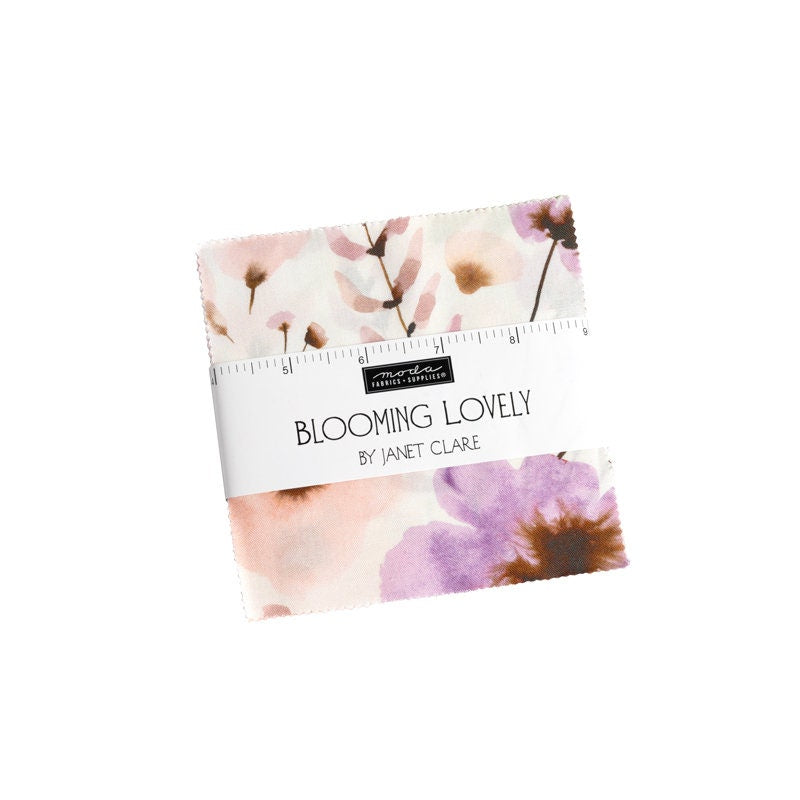 Blooming Lovely Charm Pack - Moda 16970PP, Watercolor Floral Charm Pack, Pastel Floral Charm Pack