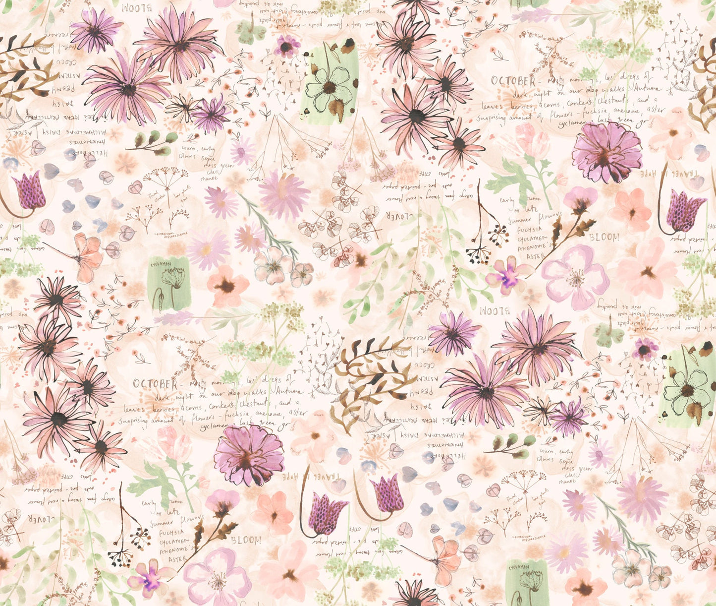 Blooming Lovely Charm Pack - Moda 16970PP, Watercolor Floral Charm Pack, Pastel Floral Charm Pack