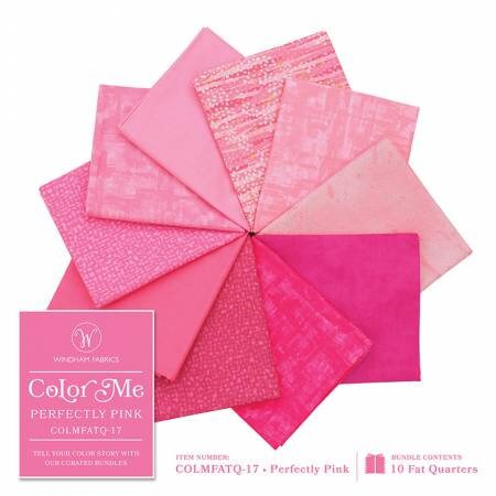 Color Me Perfectly Pink Fat Quarter Bundle 10pc - Windham Fabrics COLMFATQ-17, Pink Fat Quarter Bundle