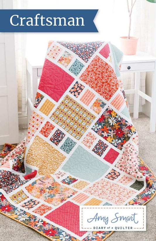 Craftsman Quilt Pattern - Amy Smart DQ-1601, Fat Quarter Friendly Quilt Pattern - Throw and Crib Size Quilt Pattern