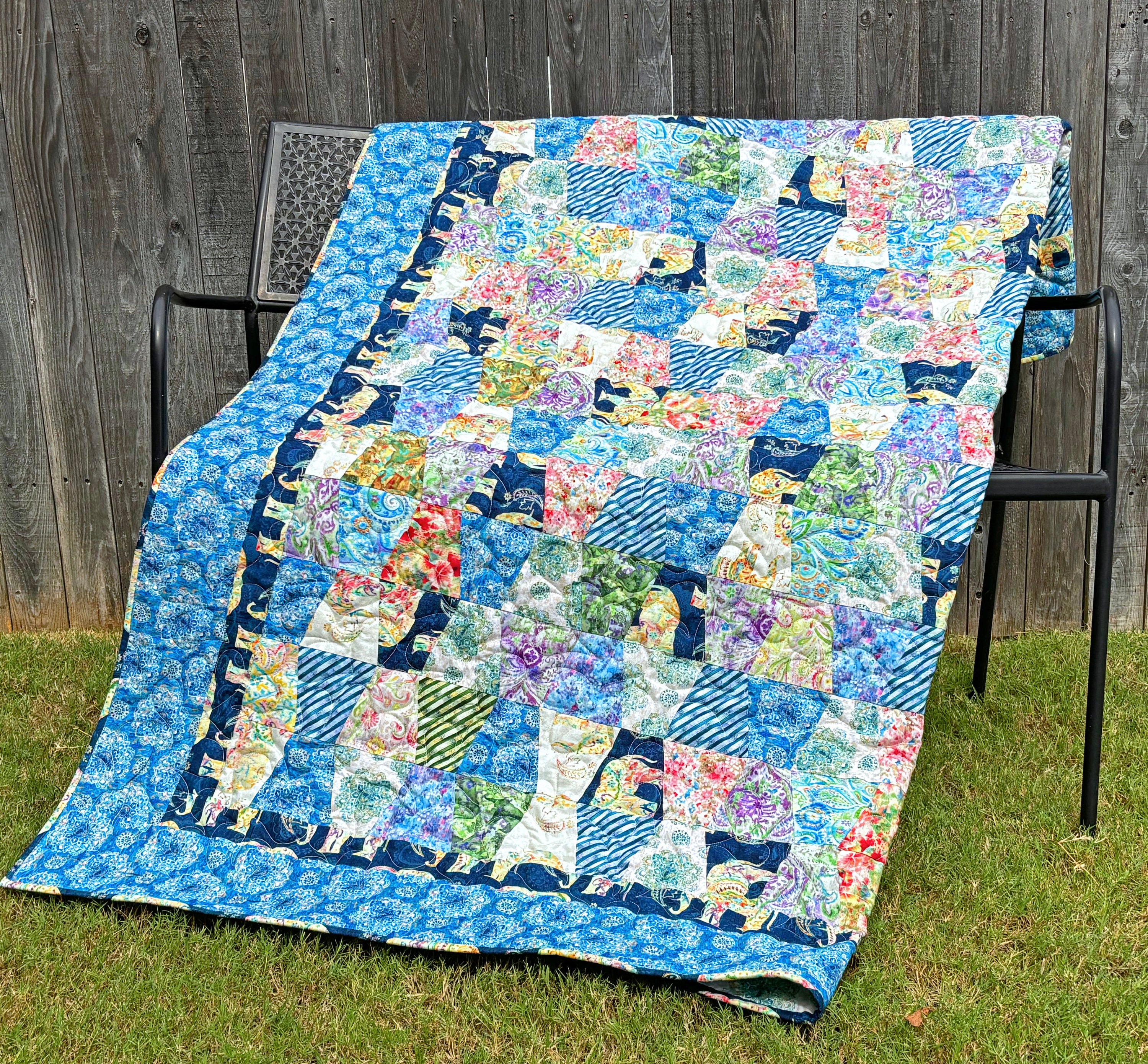 Cheapest Blue handmade throw quilt