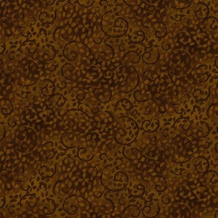 Dark Chocolate Scroll Fabric - Wilmington Prints Essential Basics 26035-229, Brown Blender Fabric, Dark Brown Blender Fabric By the Yard