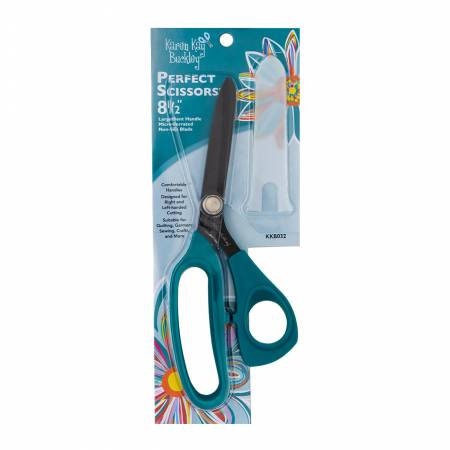 Perfect Scissors by Karen Kay Buckley KKB032 - 8 1/2 in Dark Teal Scissors, Micro Serrated Non-Slip Blade, Right & Left Hand Sewing Scissors